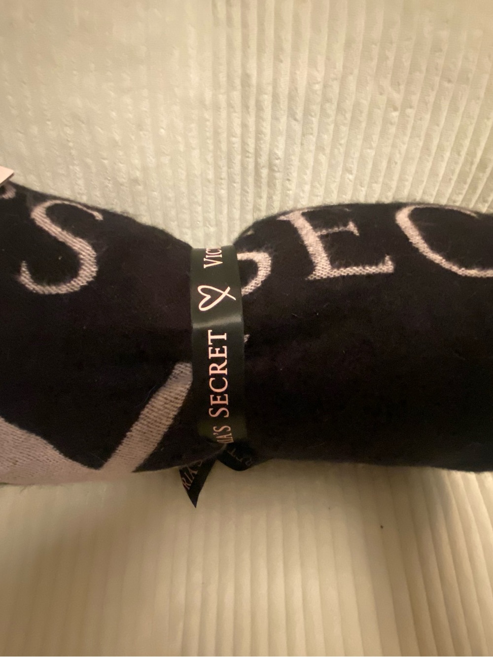 Victoria's Secret Black blanket with Pink Logo Detail